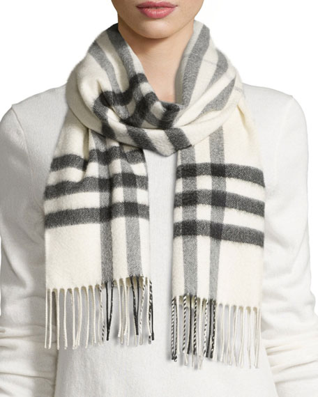 burberry cashmere scarf white