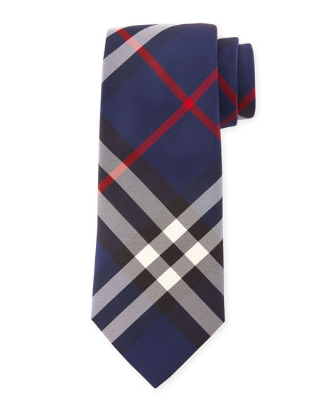 Burberry Manston Modern-Cut Check Silk Twill Tie, Navy – All Travel  Essentials