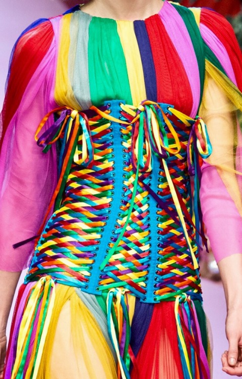 dolce and gabbana rainbow corset and gown