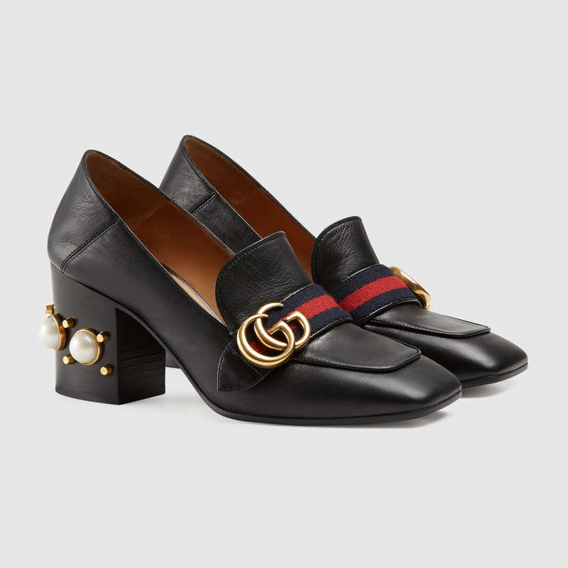gucci mid heel loafers