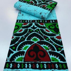 African Batik Materials green blue back