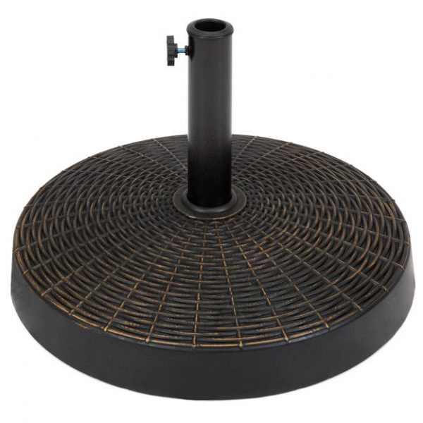 Best Choice Products Weaved Wicker Style Resin Patio Umbrella Base Stand Blackened Bronze All Travel Essentials