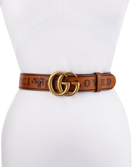 Gucci Loved Wide Leather Belt with Double GG Buckle