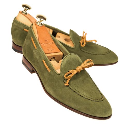 UNLINED STRING LOAFERS 1659 DRAC UNLINED STRING LOAFERS IN BERING VOGUE SUEDE & BRAIDED TAN