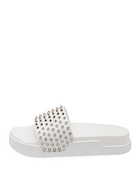 Christian Louboutin Men's Spiked Leather Pool Slides - Image 4