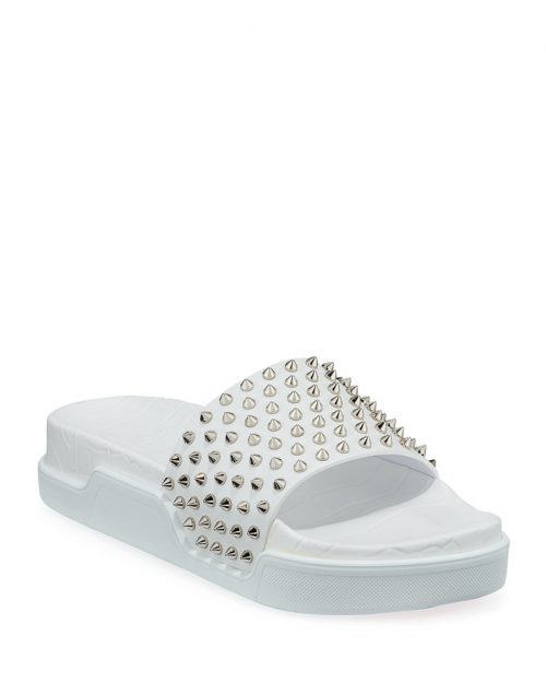 Christian Louboutin Men's Spiked Leather Pool Slides