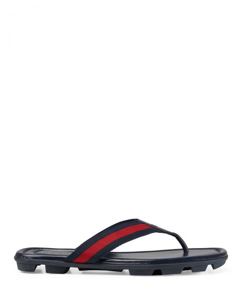 Gucci Web & Leather Thong Sandals - Image 5