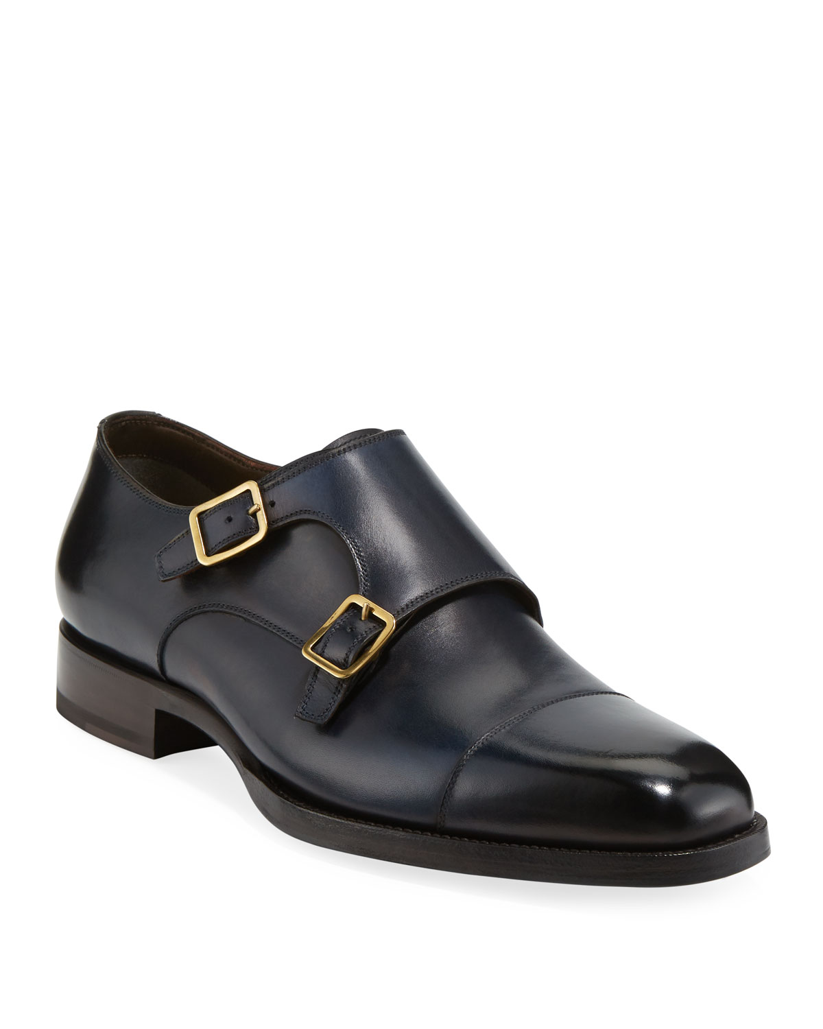 TOM FORD Men's Burnished Double-Monk Leather Loafers – All Travel Essentials