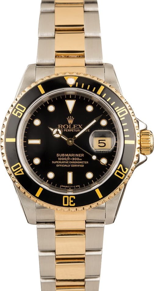 rolex silver and gold black face