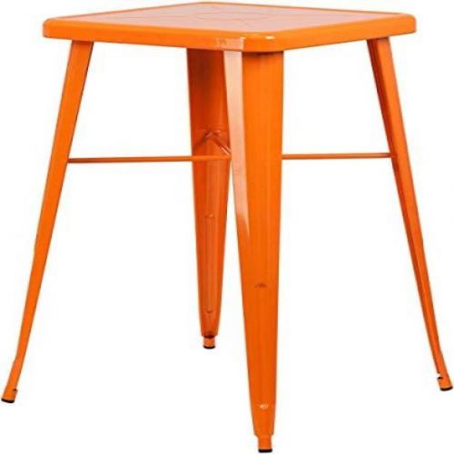 KLS14 Set of 4 Vintage Style 23.75 Square Bar Height Bistro Table Solid Metal Frame Indoor Outdoor Home Furniture, Orange 2334