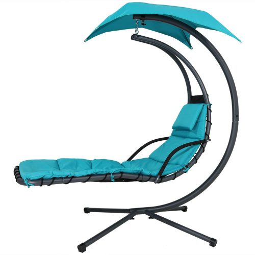 Sunnydaze Decor Teal Floating Chaise Lounger Swing Chair with Umbrella - 80 Inch Tall - Image 4